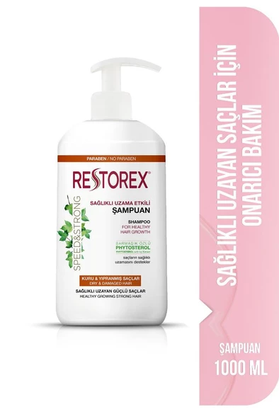 Restorex Sağlıklı Uzama Etkili Kuru ve Yıpranmış Saçlar için Şampuan 1000 ml ürün görseli 1