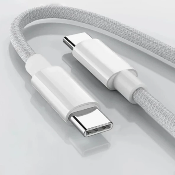 Hızlı Şarj Kablosu 15/15 Pro Type-C to Type-C Hasır Örgü 1 Metre Hızlı Şarj Kablosu ürün görseli 1