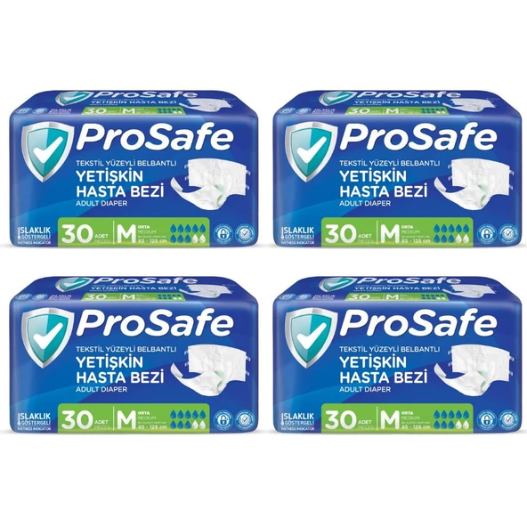 Prosafe Belbantlı Orta Boy M 30'lu 4 Adet Hasta Bezi ürün görseli 1