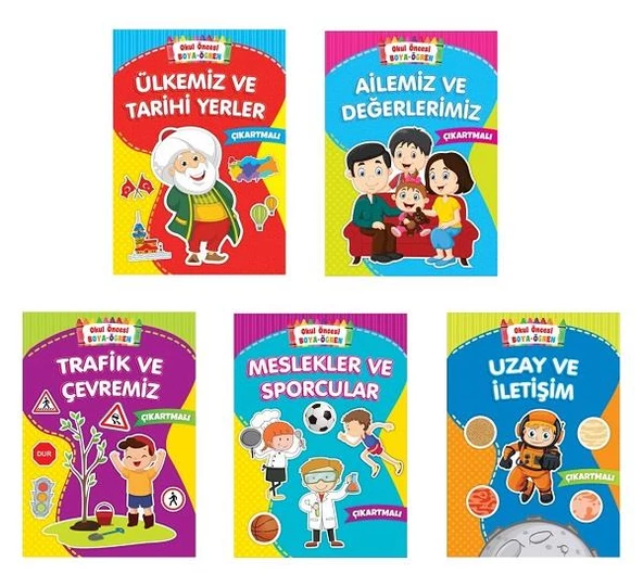 Okul Öncesi Çıkartmalı Boya Öğren Seti 5 Kitap ürün görseli 1