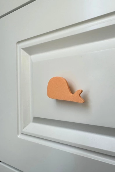 Pomerol Turuncu Balina Dolap Kulpu - Çocuk Odası, Mutfak ve Banyo İçin Modern ve Dayanıklı Mobilya Kulp, HD ürün görseli 1