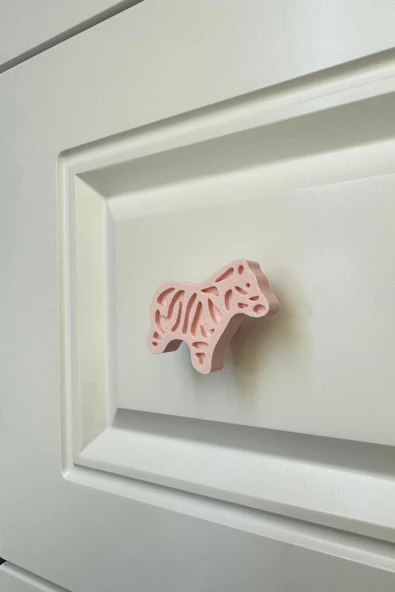 Pomerol Pembe Zebra Dolap Kulpu - Çocuk Odası, Mutfak ve Banyo İçin Sevimli ve Dayanıklı Mobilya Kulp, KulpD ürün görseli 1