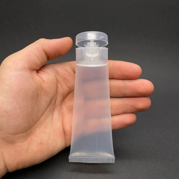 Şeffaf Boş Krem Tüpü 50ml , Fliptop Kapaklı Merhem Tüpü ,  Şeffaf Lipgloss Tüp 50 ml x 3 Adet ürün görseli 1