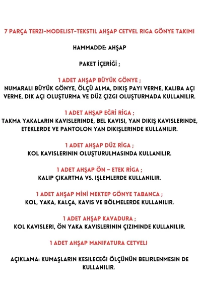 Artus Tedarik 7 Parça Ahşap Riga Takımı - Resim 3