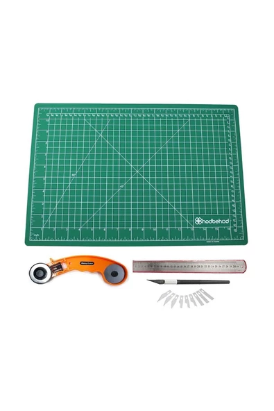 hodbehod A2 Yeşil 60x45cm Çift Taraflı Kesim Altlığı Hobi Cutting Mat Set ürün görseli 1