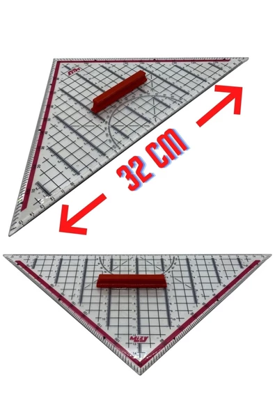 Artus Tedarik Üçgen Geoderik Cetvel 32 Cm Ekstra Tutuculu Ölçekli ürün görseli 1