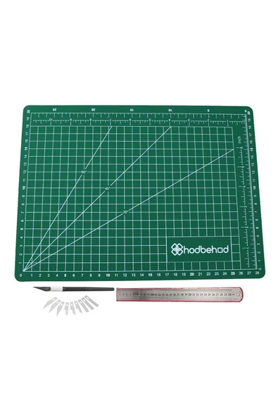 hodbehod A3 45x30cm Yeşil Hobi Kesim Altlığı Çift Taraflı Cutting Mat Set ürün görseli 1