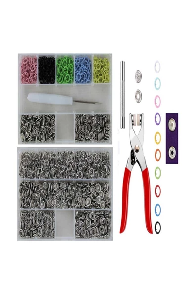 İşkur Makina 350 Set Metal Renkli Çıt Çıt Takma Çakım Komple Seti 9.5 mm. ürün görseli 1