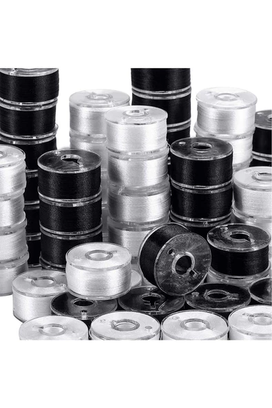 İşkur Makina Ev Tipi Aile Dikiş Makinası 30 Adet Siyah Beyaz Iplikli Plastik Masura ürün görseli 1