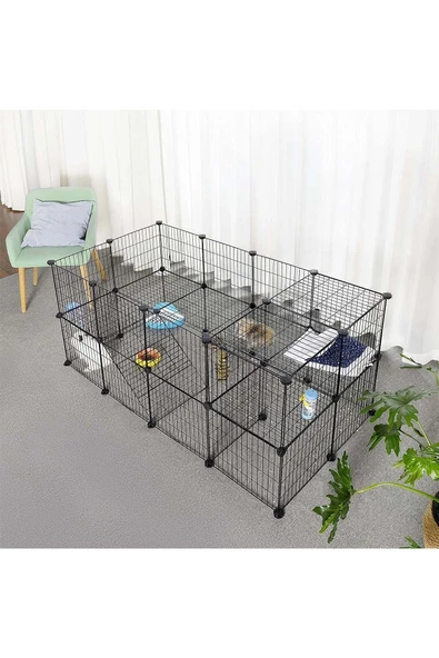 hodbehod 36 Panel Evcil Küçük Hayvan Kedi Köpek Kuş Evi Kafesi Oyun Parkı Portatif Taşınabilir Metal Tel ürün görseli 1