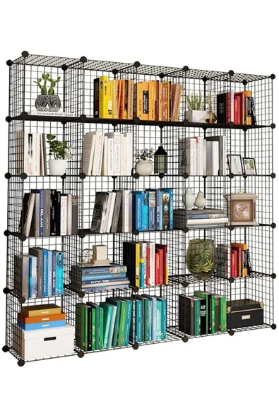 hodbehod 25 Bölmeli Metal Portatif Kitaplık Raf Dolap Organizer ürün görseli 1