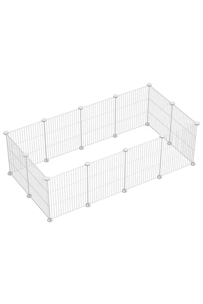 hodbehod 12 Panel Metal Beyaz Renk Evcil Küçük Hayvan Kedi Köpek Kuş Evi Kafesi Oyun Parkı ürün görseli 1