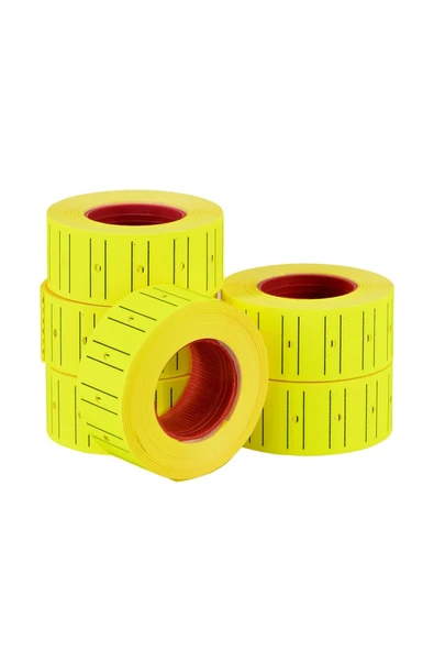 hodbehod Motex Fiyat Etiketleme Makinası Sarı Floresan Renk Etiketi 24 Rulo ürün görseli 1
