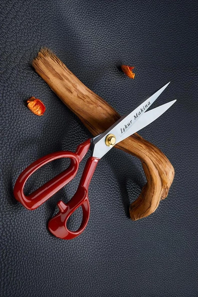 hodbehod 10 No Kırmızı Saplı Çelik Kişiye Özel İsimli Profesyonel Kumaş Kesim Makası Set 25.5cm Set ürün görseli 1