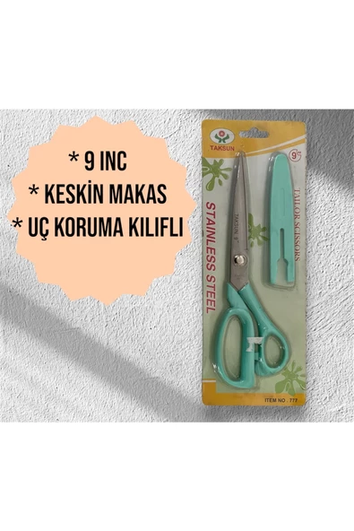 YİĞİT TİCARET TAKSUN / KUMAŞ TERZİ MAKASI / ÇOK KESKİN / UÇ KORUMA KILIFLI / 9 "INÇ ürün görseli 1