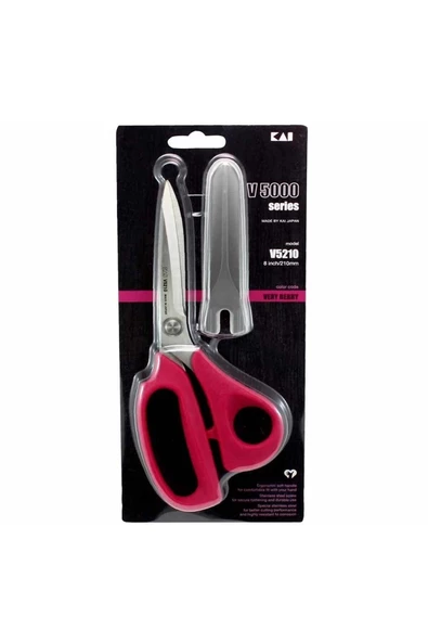 Kai V5210 Kılıflı Pembe Plastik Saplı Kumaş Kesim Makası 21 Cm ürün görseli 1