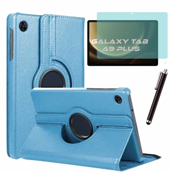Samsung Galaxy Tab A9 Plus Kılıf Ekran Koruyucu Kalem Set Mavi ürün görseli 1