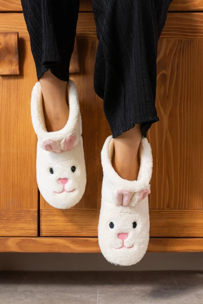 Albishoes Kadın Tavşan Figürlü Ev Botu Panduf Anne Çocuk Yumuşak Rahat Sessiz Taban Ev Ayakkabısı ürün görseli 1