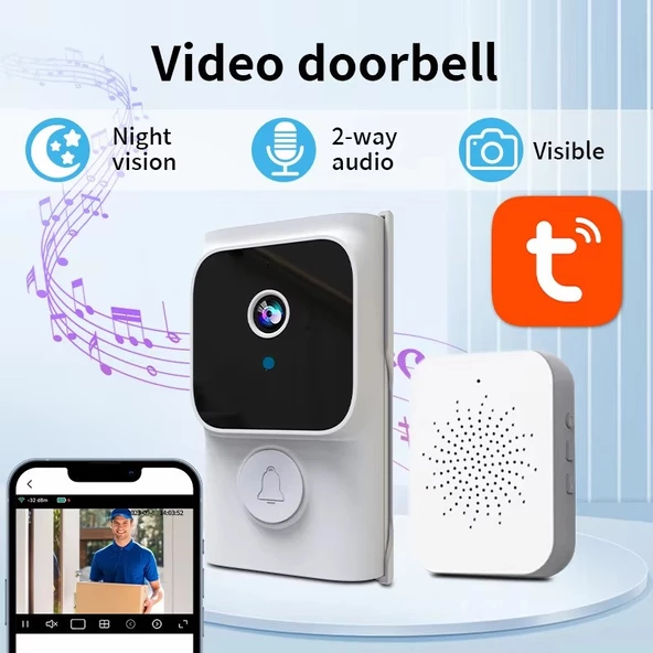 KABLOSUZ WİFİ KAPI ZİLİ (CEP TELEFON İLE UZAKTAN İZLEME + ÇİFT YÖNLÜ SES) ürün görseli 1