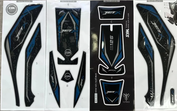 SYM JET-X 125 TANK PED SETİ 12 PCS MAVİ - Resim 2