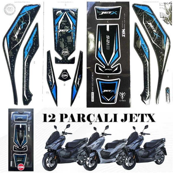 SYM JET-X 125 TANK PED SETİ 12 PCS MAVİ ürün görseli 1