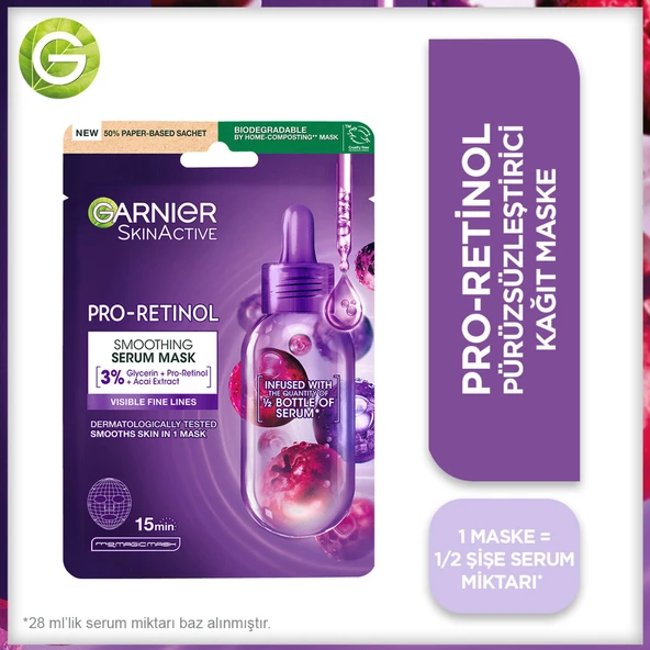 Garnier Pro-Retinol Pürüzsüzleştirici Kağıt Maske ürün görseli 1