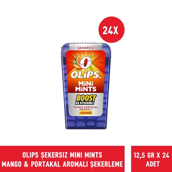 OLİPS MİNİ MİNTS BOOST B6 VİTAMİNLİ  MANGO PORTAKAL 12.5 GR - 24 Adet ürün görseli 1