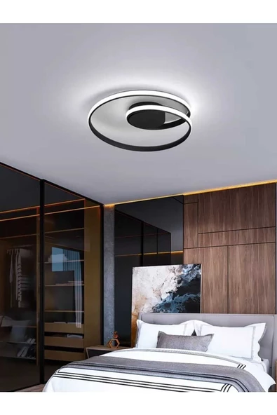 Karacam / Planfonyer Avize / 40 cm / 3 Renkli / Antrasit Gövde / - Resim 2