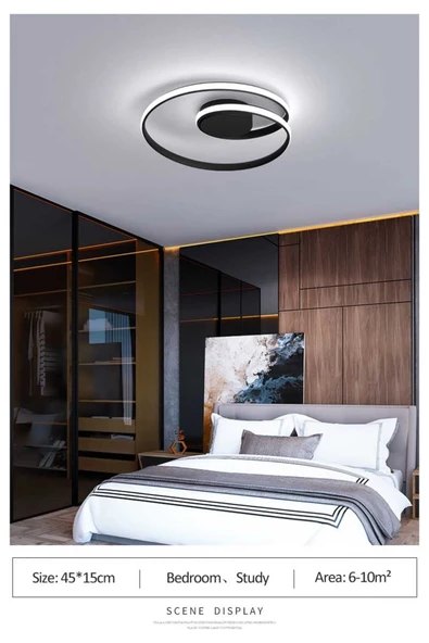 Karacam / Planfonyer Avize / 40 cm / 3 Renkli / Antrasit Gövde / - Resim 3