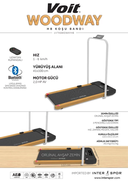 Voit  Woodway Ultra  İnce  Yürüyüş  Bandı  Handlebarlı New ürün görseli 1