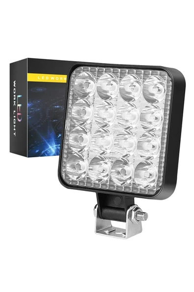 Off Road Traktör Tır Kamyon Sis Fari Ve Çalışma Lambası 16 Led Kare 3 İNÇ 84mm ürün görseli 1