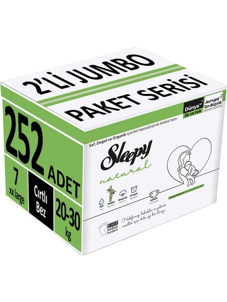 Sleepy Natural 7 Numara XXLarge 252'li Bebek Bezi ürün görseli 1