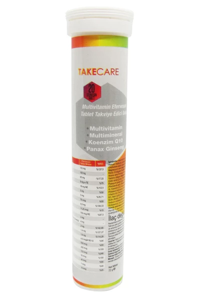 Takecare Multivitamin Multimineral 20 Efervesan Tablet - Resim 3