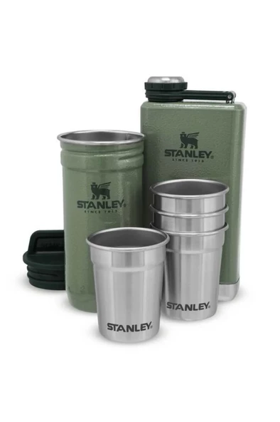 Stanley Adventure Çelik Shot Gri Bardak ve Yeşil Matara Seti ürün görseli 1