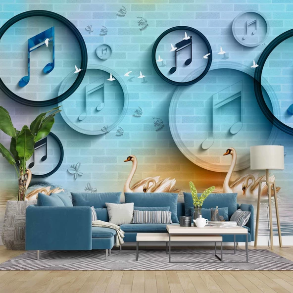 Müzik Nota Temalı Duvar Kağıdı Baskı ürün görseli 1