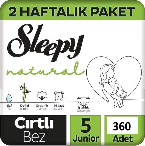 Sleepy Natural 5 Numara Junior 360'lı Bebek Bezi ürün görseli 1