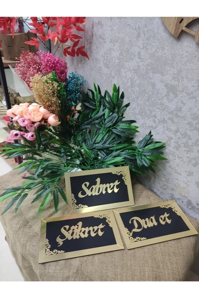 Sabret,şükret ,dua Et Gold Tablo 3lü Tablo ürün görseli 1