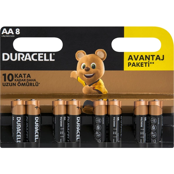 Duracell AA Kalem Pil 8 Adet Alkalin Pil ürün görseli 1