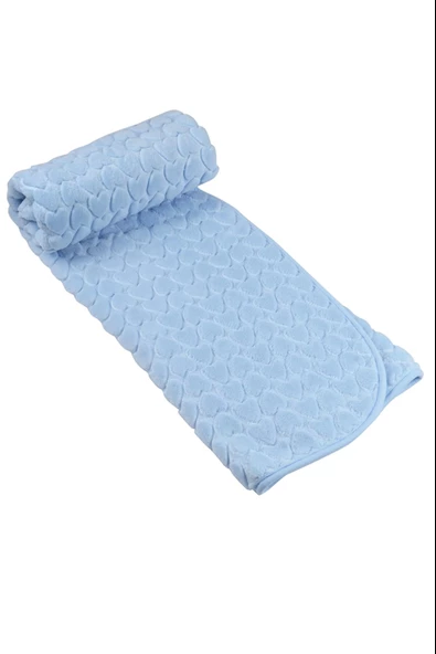 NİVEMESHOME MAVİ KALPLİ 100X120 BEBE BATTANİYE MERİNOS ürün görseli 1