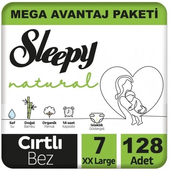 Sleepy Natural 7 Numara XXLarge 128'li Bebek Bezi ürün görseli 1