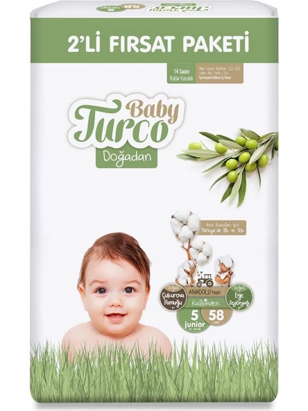 Baby Turco Doğadan 5 Numara Junior 58'Li Bebek Bezi ürün görseli 1