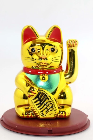 Maneki Neko Feng Shui Bereket Şans Mutluluk Çağıran Şans Kedisi Solar Panelli Hareketli Pati Feng Shui Kaideli ürün görseli 1