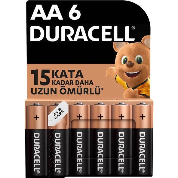 Duracell Alkalin Aa Kalem Piller 6 Adet Paket - Resim 2