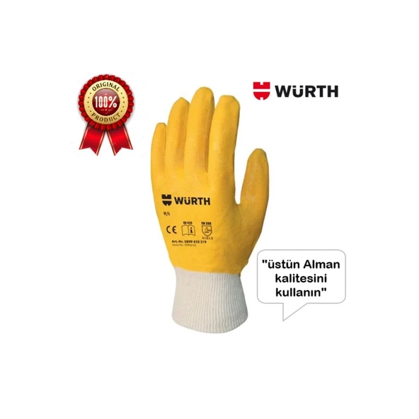 Würth İş Güvenliği Eldiveni Nitril Sarı 9/L - Resim 2
