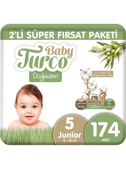Baby Turco Doğadan 5 Numara Junior 174'lü Bebek Bezi ürün görseli 1