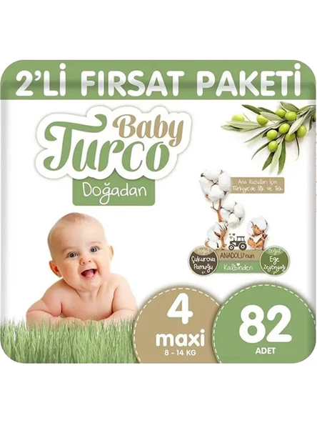 Baby Turco Doğadan 4 Numara Maxi 82'Li Bebek Bezi ürün görseli 1