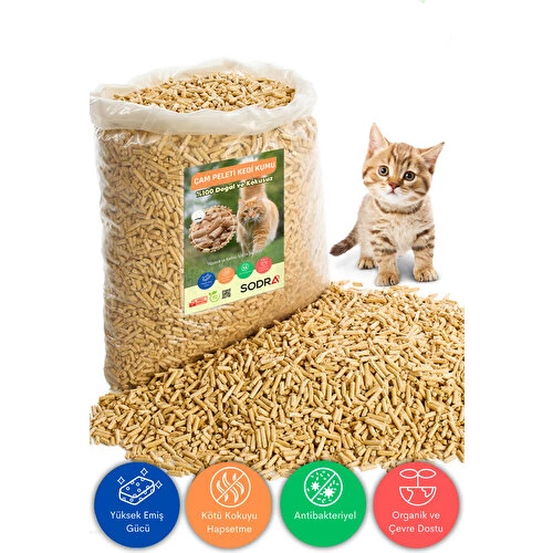 Sodra Kedi Kumu %100 Organik Çam Kokulu Pelet 6mm 20LT (10KG) ürün görseli 1
