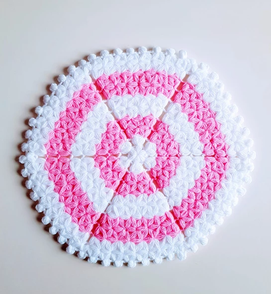 Banyo Lifi Yün El Örmesi Altıgen Düz Desenli PEMBE ürün görseli 1