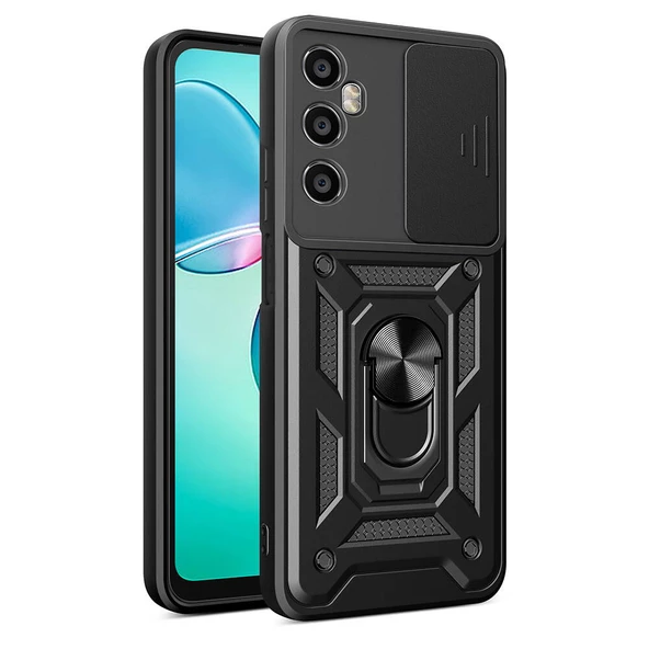 Realme C65 4G Kılıf Magnetik Standlı Kamera Korumalı Zore Sürgülü Vega Kapak ürün görseli 1