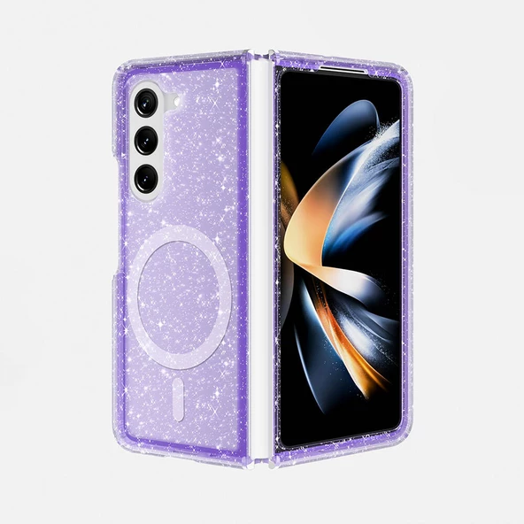 Galaxy Z Fold 6 Kılıf Magsafe Şarj Özellikli Parlayan Simli Saydam Renkli Zore Allstar Kapak ürün görseli 1